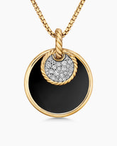 DY Elements® Convertible Pendant Necklace in 18K Yellow Gold with Black Onyx Reversible to Mother of Pearl and Diamonds, 26.6mm
